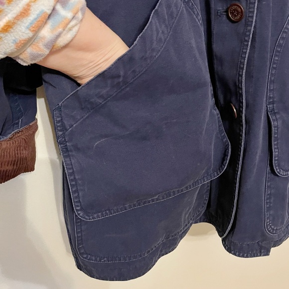 💙 Lands End Vintage Canvas Barn Field Chore Jacket Navy Blue size Women’s XL - Picture 5 of 6